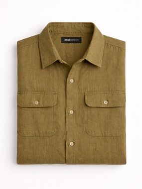Men’s Olive Linen Overshirt 2XL ASOS Lightweight Button Up Summer